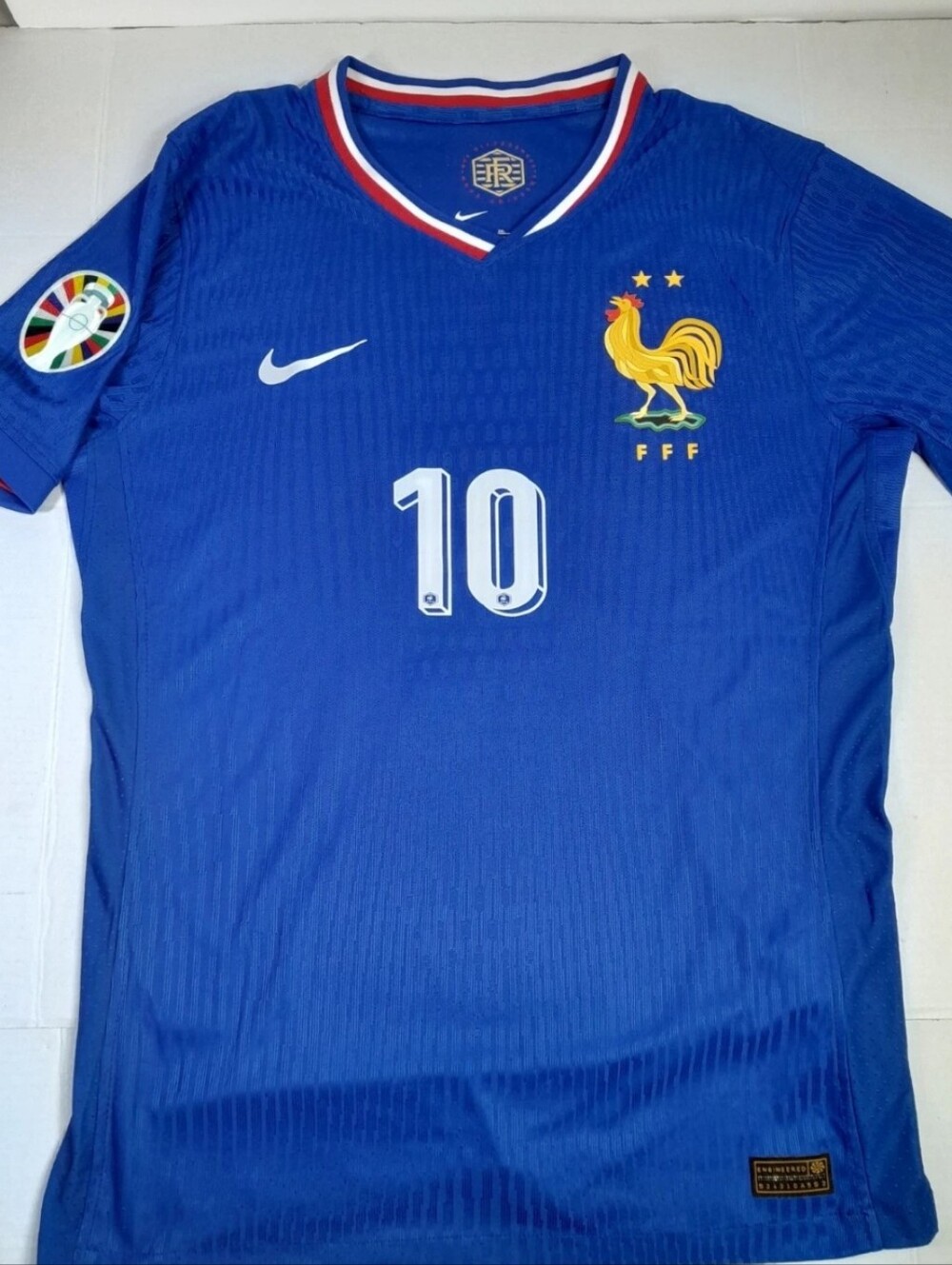 Nike Blue France Soccer Jersey with White #10 and Gold Rooster Crest
